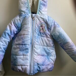 Kids' Blue and White Puffer Jacket with Character Patch